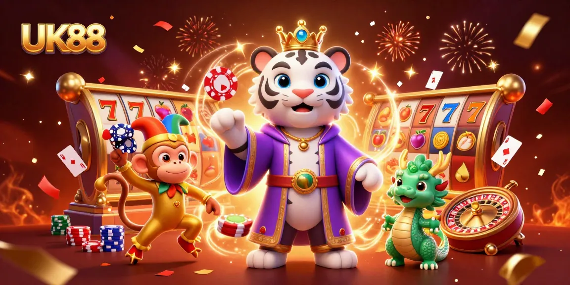 Experience thrilling gameplay with UK88’s vibrant 3D casino scene featuring exciting characters.