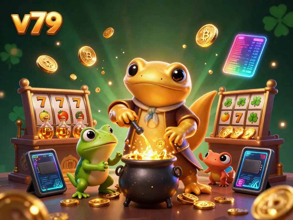Experience the vibrant v79 world where gold gets transformed in an immersive casino scene.