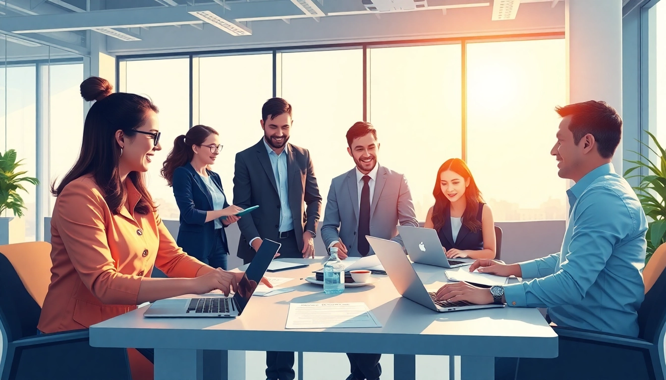 Klipy.ai team collaborates in a bright, modern office setting, showcasing dynamic discussions and innovation.