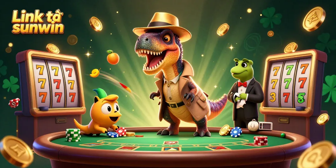 Exciting game dynamic showing Link tải sunwin with a velociraptor card counter and casino elements in action