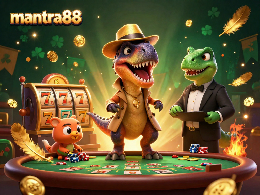 Experience thrilling games at mantra88 with a velociraptor card counter and dynamic casino elements.