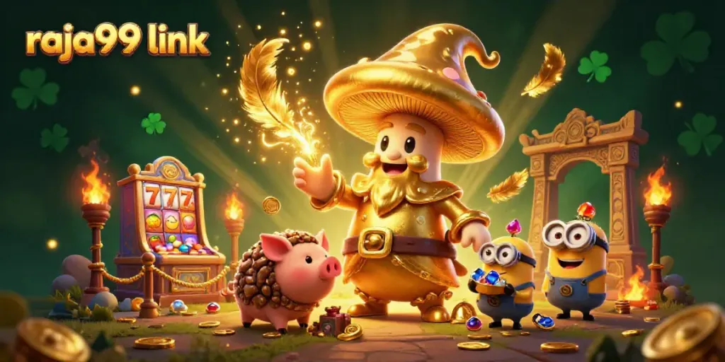 Engage with the raja99 link through a magical 3D casino scene featuring enchanting characters.