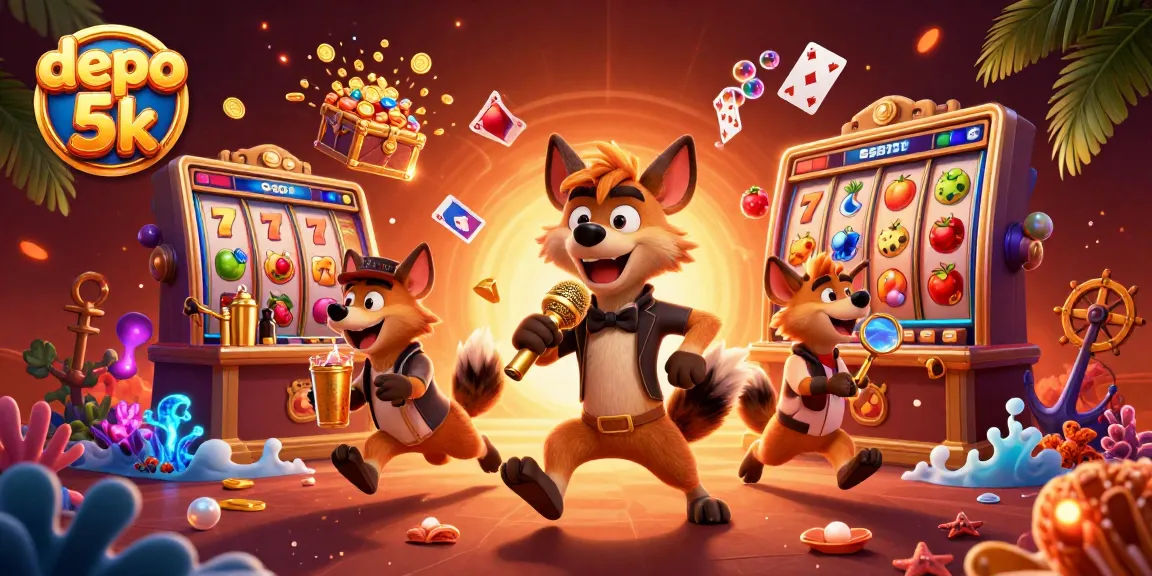 Menangkan jackpot dengan depo 5k di kasino slot menggunakan slot reels dan simbol keberuntungan.