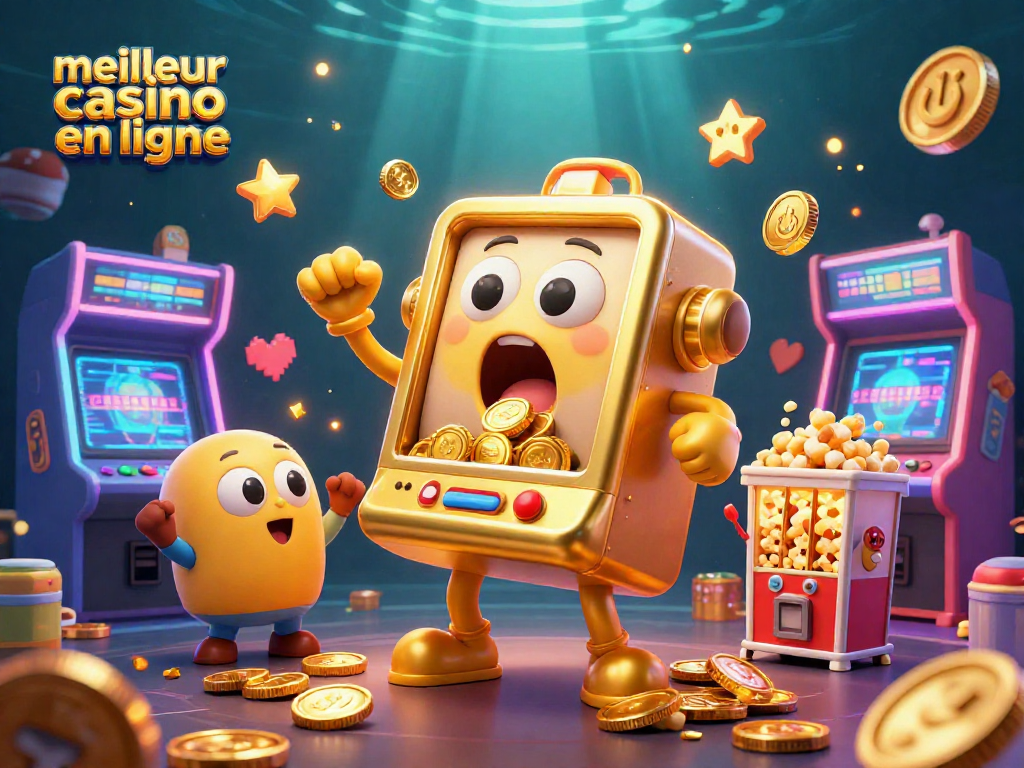 Gagnez dans le meilleur casino en ligne avec des machines à sous joyeuses et des pièces d'or s'envolant.