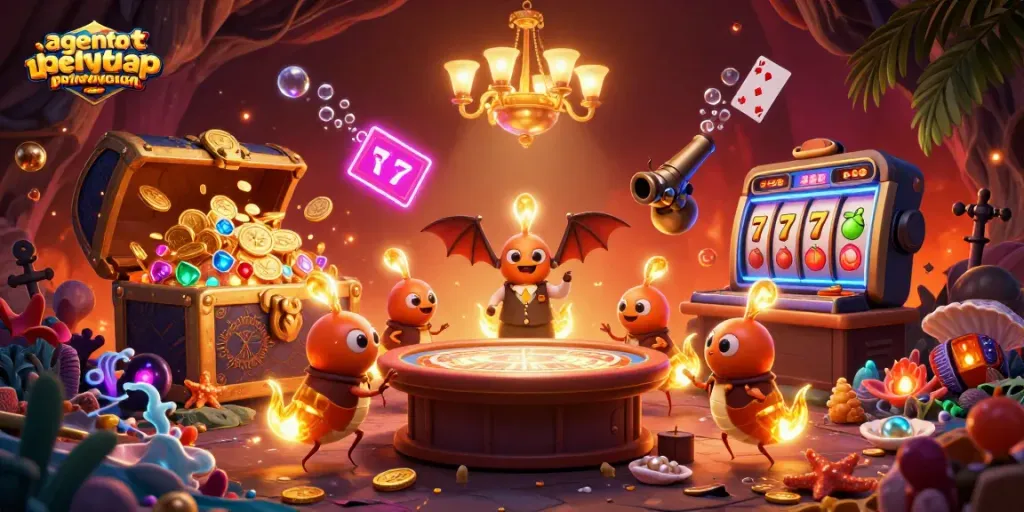 Experience the thrill of winning with agentotoplaycuan in a vibrant casino world filled with golden treasures.