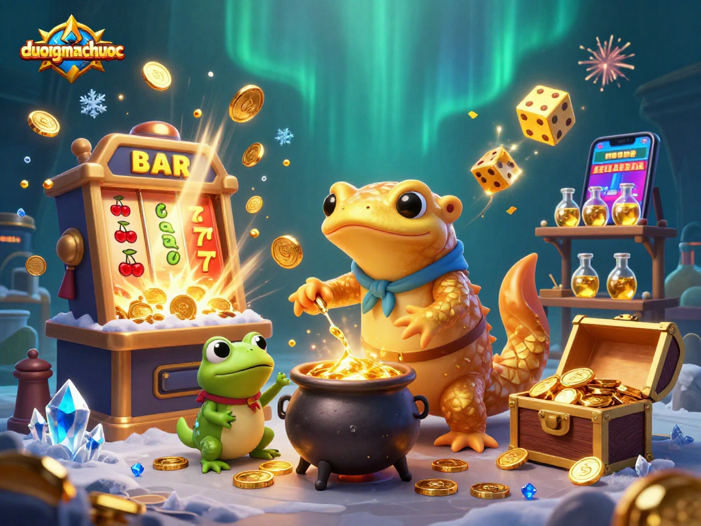 Join duongmatchuoc adventure with golden salamander in explosive jackpot scene amidst vibrant casino elements.