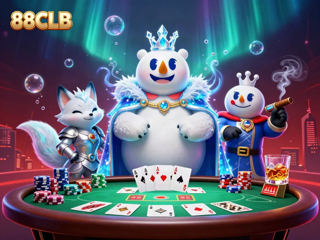 Engage in exhilarating poker action at 88CLB with charismatic characters in a lively casino scene.
