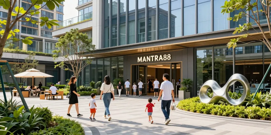 MANTRA88 commercial property with vibrant outdoor spaces and families enjoying amenities.
