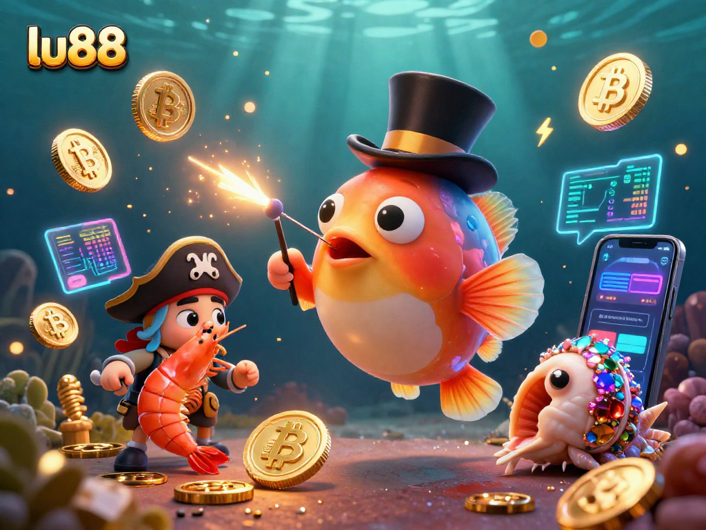 Experience the excitement of lu88 as the anglerfish attracts gold coins in a vibrant underwater scene.