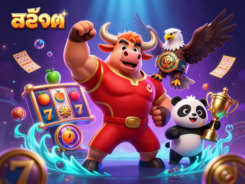 Experience สล็อต thrills with a vibrant 3D illustration capturing victory and fortune in a casino scene.