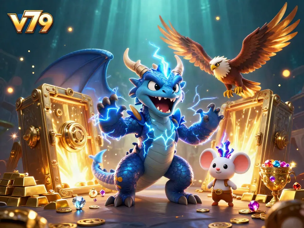 Engage with v79's thrilling gaming world—experience the action with our animated fantasy design.