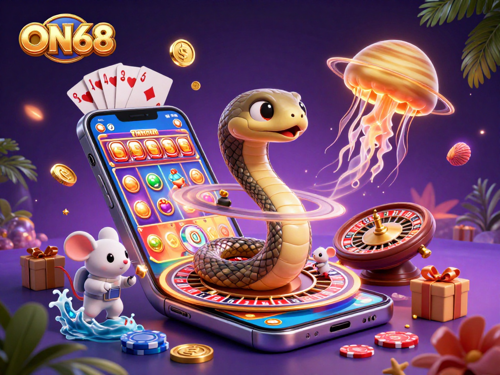 Engaging scene of ON68's Saturn ring roulette with astronaut mice betting, showcasing dynamic casino elements.